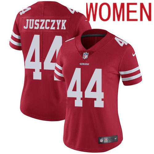 Women San Francisco 49ers #44 Kyle Juszczyk Nike Red Vapor Limited NFL Jersey->women nfl jersey->Women Jersey
